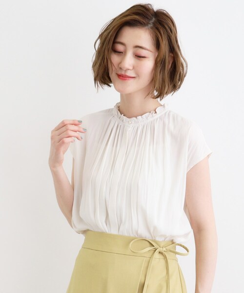 grove（グローブ）の「◆＜ご自宅で洗える＞ヴィンテージサテンフレンチブラウス（シャツ/ブラウス・レディース・ホワイト系7/ホワイト系3/チャコール/ブルーグリーン/オフホワイト・02/03/04/01/05）」の9枚目の写真