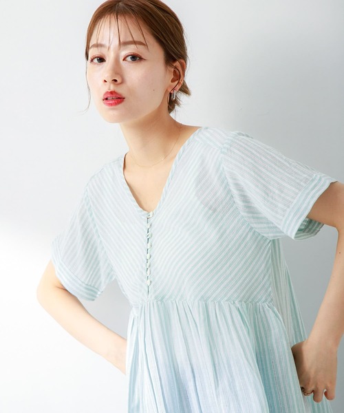 URBAN RESEARCH Sonny Label(アーバンリサーチサニーレーベル)の「ドビーストライプコットンブラウス(シャツ/ブラウス・レディース・ブルー/ミント/レッド系その他・FREE)」の5枚目の写真