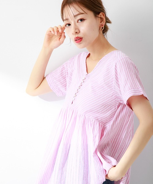 URBAN RESEARCH Sonny Label(アーバンリサーチサニーレーベル)の「ドビーストライプコットンブラウス(シャツ/ブラウス・レディース・ブルー/ミント/レッド系その他・FREE)」の12枚目の写真