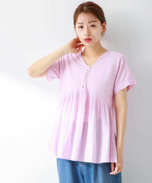 URBAN RESEARCH Sonny Label(アーバンリサーチサニーレーベル)の「ドビーストライプコットンブラウス(シャツ/ブラウス・レディース・ブルー/ミント/レッド系その他・FREE)」の13枚目の写真