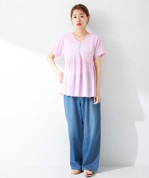 URBAN RESEARCH Sonny Label(アーバンリサーチサニーレーベル)の「ドビーストライプコットンブラウス(シャツ/ブラウス・レディース・ブルー/ミント/レッド系その他・FREE)」の16枚目の写真