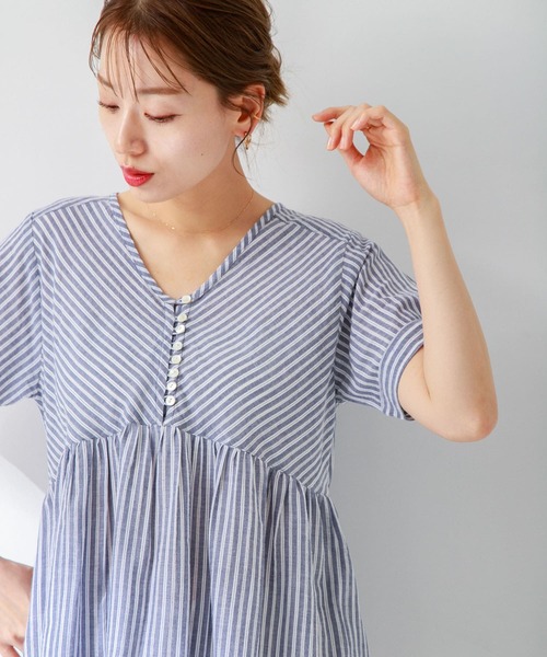 URBAN RESEARCH Sonny Label(アーバンリサーチサニーレーベル)の「ドビーストライプコットンブラウス(シャツ/ブラウス・レディース・ブルー/ミント/レッド系その他・FREE)」の19枚目の写真
