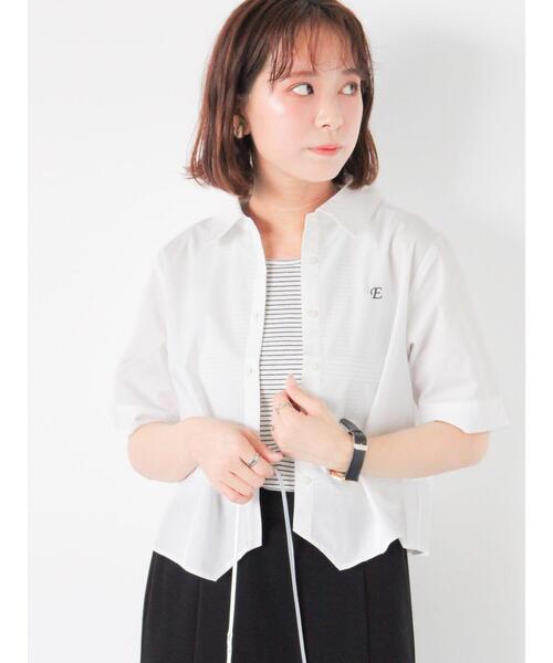 ehka sopo（エヘカソポ）の「イレギュラーヘムシャツ（シャツ/ブラウス・レディース・オフホワイト/イエロー/ピンク/サックスブルー・F）」の2枚目の写真