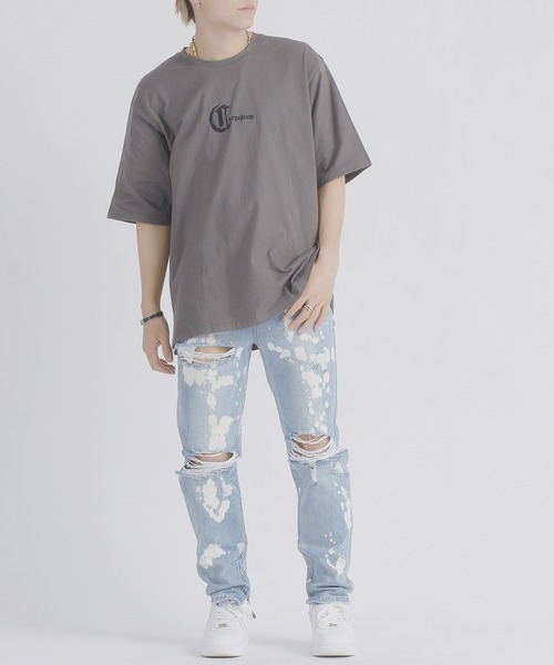 RE730(アールイーセブンサーティー)の「【RE730】十字薔薇モチーフ 半袖ビッグシルエットTシャツ(Tシャツ/カットソー・メンズ・ブラック/チャコールグレー・LARGE/MEDIUM)」の8枚目の写真