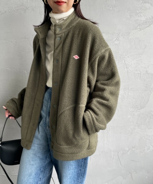DANTON（ダントン）の「[DANTON/ダントン] スタンドカラー ボアフリースカーディガン（ブルゾン・レディース・オリーブ/ブラック/クリーム/ライトグレー・S/L/M）」の4枚目の写真