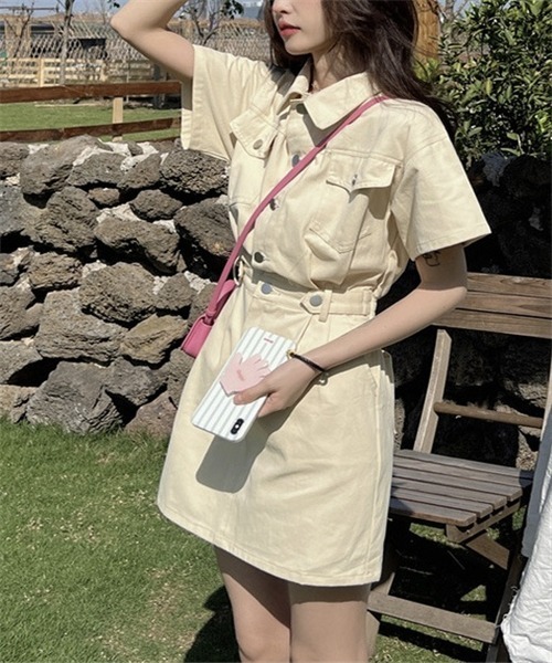 FREE STYLISTS（フリー スタイリスト）の「レディース デニムワンピース（ワンピース・レディース・ネイビー/サックスブルー/ピンク/ベージュ・S/M/L）」の11枚目の写真