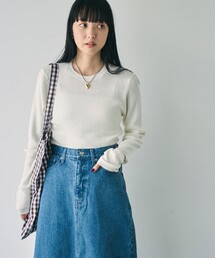 ハイツイストクルーネックリブニット