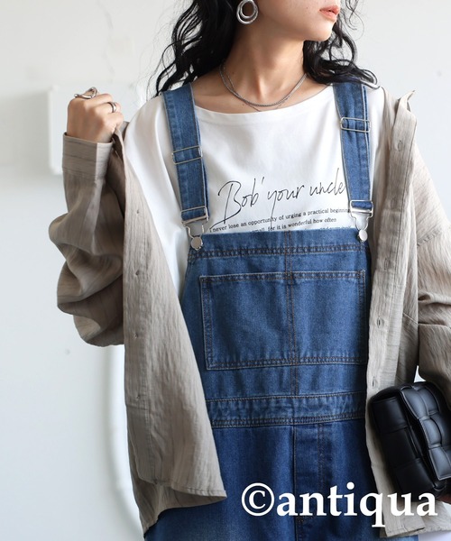 新品♥️antiqua アンティカ♥️デニムサロペット　オーバーオール antiqua デニムサロペット サロペット レディース