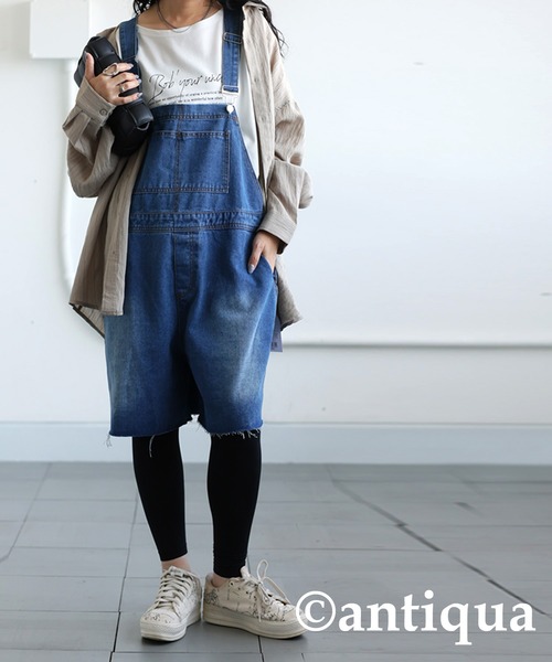 新品♥️antiqua アンティカ♥️デニムサロペット　オーバーオール デニムサロペット（サロペット/オーバーオール）｜antiqua