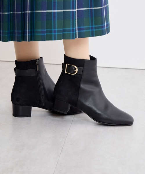 HIMIKO(ヒミコ)の「【Made in Japan】サイドバックルショートブーツ/641407(ブーツ・レディース・ブラウン/ブラック/ブラック系その他/ダークブラウン・25.0cm/24.0cm/23.0cm/24.5cm/23.5cm/22.5cm/21.5cm/22.0cm/25.5cm/26.5cm/26.0cm)」の1枚目の写真