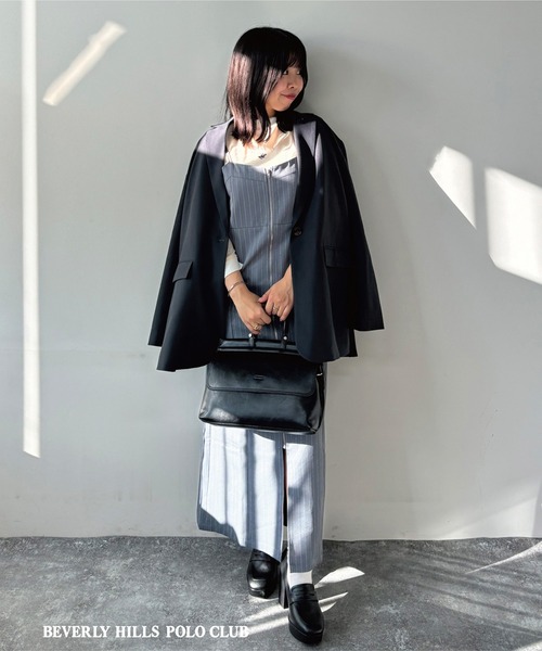 NICOLE CLUB（ニコル　クラブ）の「フロントジップキャミワンピース（ワンピース・レディース・グレー/ネイビー・MEDIUM）」の15枚目の写真