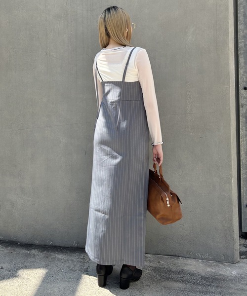 NICOLE CLUB（ニコル　クラブ）の「フロントジップキャミワンピース（ワンピース・レディース・グレー/ネイビー・MEDIUM）」の16枚目の写真