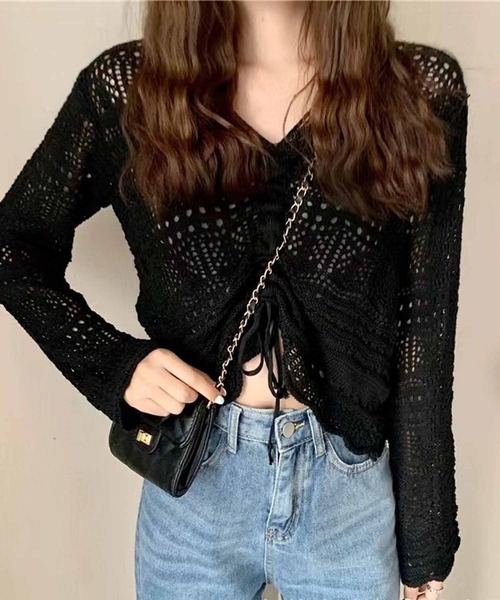 NANEA(ナネア)の「フロントシャーリングシアーニット(ニット/セーター・レディース・イエロー/ベージュ/ピンク/グリーン/ホワイト/ブルー/ブラック/アイボリー・フリー)」の18枚目の写真