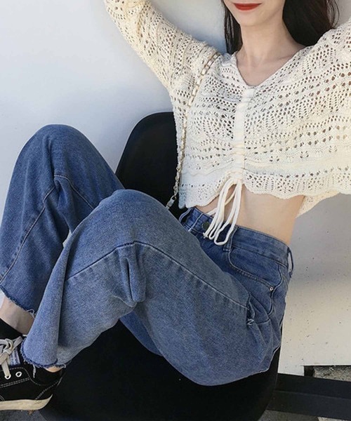 NANEA(ナネア)の「フロントシャーリングシアーニット(ニット/セーター・レディース・イエロー/ベージュ/ピンク/グリーン/ホワイト/ブルー/ブラック/アイボリー・フリー)」の11枚目の写真