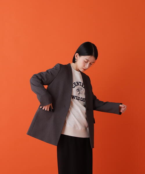 N.（N. Natural Beauty Basic）（エヌエヌナチュラルビューティーベーシック）の「◆ノーカラーシングルジャケット（ノーカラージャケット・レディース・グレー/ブラウン・SMALL/MEDIUM）」の5枚目の写真