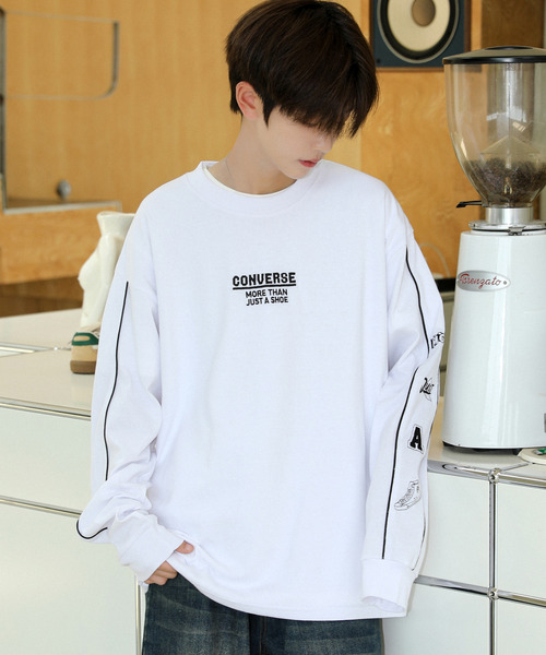 【セール】【neos】CONVERSE コンバース ルーズシルエット ロゴ 刺繍 パイピング ライン ロングスリーブ Tシャツ（Tシャツ/カットソー）｜CONVERSE（コンバース）