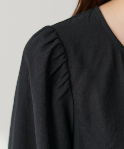 natural couture(ナチュラルクチュール)の「ランタンスリーブ涼しげシャツブルゾン(ブルゾン・レディース・アイボリー/ブラック/レッド系その他/ライトベージュ・FREE)」の17枚目の写真