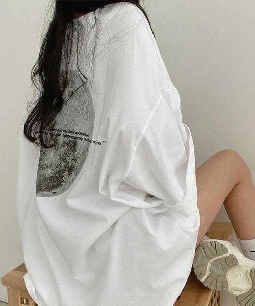 Miniministore(ミニミニストア)の「バックプリントTシャツ ゆったりビッグt(Tシャツ/カットソー・レディース・ブラウン/ホワイト/ブラック/ロイヤルブルー・FREE)」の1枚目の写真