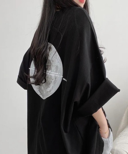 Miniministore(ミニミニストア)の「バックプリントTシャツ ゆったりビッグt(Tシャツ/カットソー・レディース・ブラウン/ホワイト/ブラック/ロイヤルブルー・FREE)」の2枚目の写真