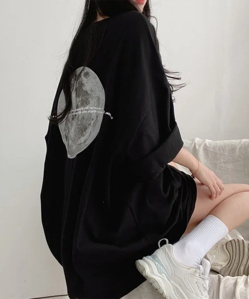 Miniministore(ミニミニストア)の「バックプリントTシャツ ゆったりビッグt(Tシャツ/カットソー・レディース・ブラウン/ホワイト/ブラック/ロイヤルブルー・FREE)」の5枚目の写真