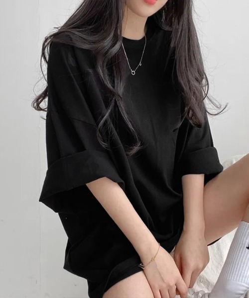 Miniministore(ミニミニストア)の「バックプリントTシャツ ゆったりビッグt(Tシャツ/カットソー・レディース・ブラウン/ホワイト/ブラック/ロイヤルブルー・FREE)」の6枚目の写真