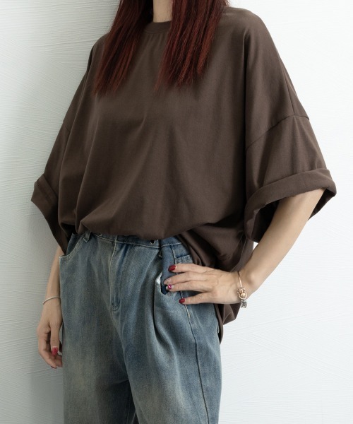 Miniministore(ミニミニストア)の「バックプリントTシャツ ゆったりビッグt(Tシャツ/カットソー・レディース・ブラウン/ホワイト/ブラック/ロイヤルブルー・FREE)」の14枚目の写真