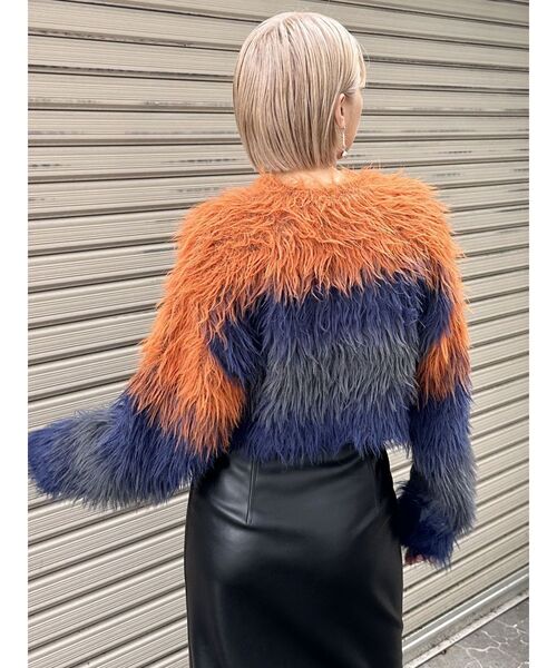 MURUA（ムルーア）の「シャギーボーダーニット（ニット/セーター・レディース・オレンジ/グレー/ネイビー/アイボリー・FREE）」の6枚目の写真