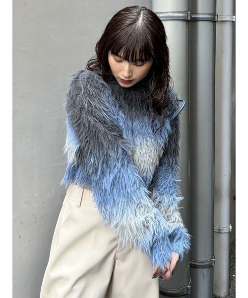 MURUA（ムルーア）の「シャギーボーダーニット（ニット/セーター・レディース・オレンジ/グレー/ネイビー/アイボリー・FREE）」の9枚目の写真