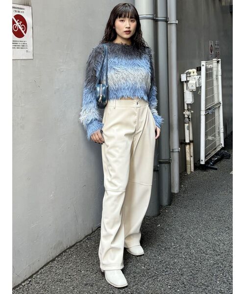 MURUA（ムルーア）の「シャギーボーダーニット（ニット/セーター・レディース・オレンジ/グレー/ネイビー/アイボリー・FREE）」の10枚目の写真