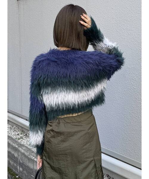 MURUA（ムルーア）の「シャギーボーダーニット（ニット/セーター・レディース・オレンジ/グレー/ネイビー/アイボリー・FREE）」の13枚目の写真