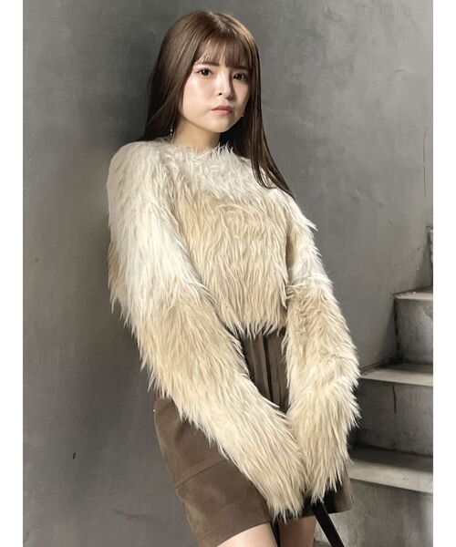 MURUA（ムルーア）の「シャギーボーダーニット（ニット/セーター・レディース・オレンジ/グレー/ネイビー/アイボリー・FREE）」の15枚目の写真