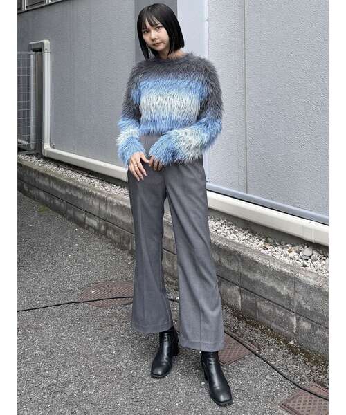 MURUA（ムルーア）の「シャギーボーダーニット（ニット/セーター・レディース・オレンジ/グレー/ネイビー/アイボリー・FREE）」の19枚目の写真