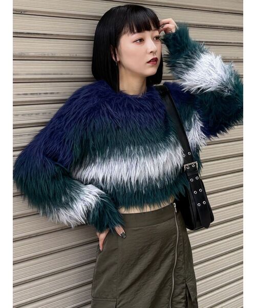 MURUA（ムルーア）の「シャギーボーダーニット（ニット/セーター・レディース・オレンジ/グレー/ネイビー/アイボリー・FREE）」の20枚目の写真