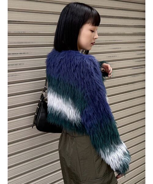 MURUA（ムルーア）の「シャギーボーダーニット（ニット/セーター・レディース・オレンジ/グレー/ネイビー/アイボリー・FREE）」の22枚目の写真