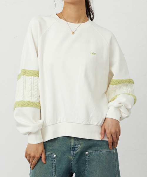 Lee(リー)の「Lee/リー ニットパネルスリーブ スウェット(スウェット・レディース・ブルー/レッド/ピンク/ライム/ピンク系その他/サックスブルー・MEDIUM)」の3枚目の写真