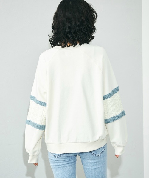 Lee(リー)の「Lee/リー ニットパネルスリーブ スウェット(スウェット・レディース・ブルー/レッド/ピンク/ライム/ピンク系その他/サックスブルー・MEDIUM)」の9枚目の写真