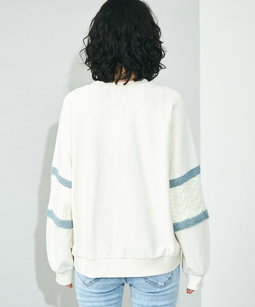 Lee(リー)の「Lee/リー ニットパネルスリーブ スウェット(スウェット・レディース・ブルー/レッド/ピンク/ライム/ピンク系その他/サックスブルー・MEDIUM)」の10枚目の写真