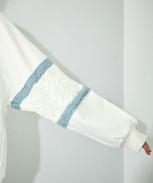 Lee(リー)の「Lee/リー ニットパネルスリーブ スウェット(スウェット・レディース・ブルー/レッド/ピンク/ライム/ピンク系その他/サックスブルー・MEDIUM)」の12枚目の写真