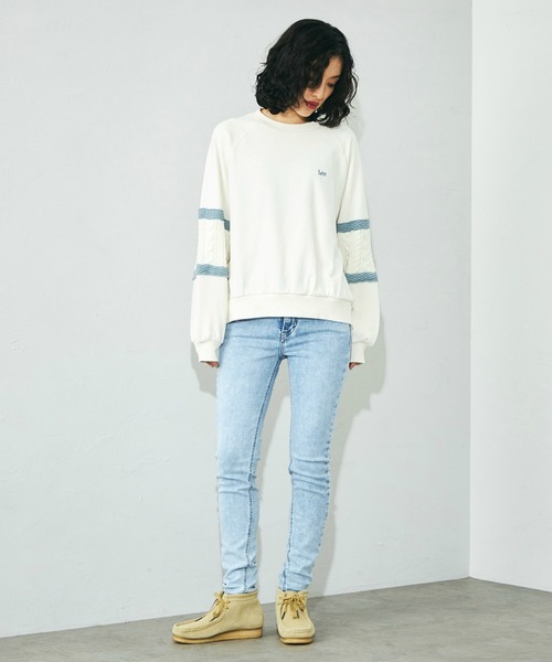 Lee(リー)の「Lee/リー ニットパネルスリーブ スウェット(スウェット・レディース・ブルー/レッド/ピンク/ライム/ピンク系その他/サックスブルー・MEDIUM)」の16枚目の写真