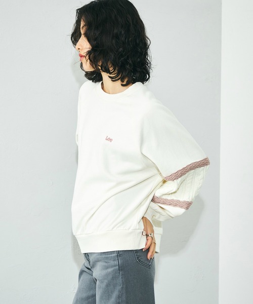 Lee(リー)の「Lee/リー ニットパネルスリーブ スウェット(スウェット・レディース・ブルー/レッド/ピンク/ライム/ピンク系その他/サックスブルー・MEDIUM)」の18枚目の写真