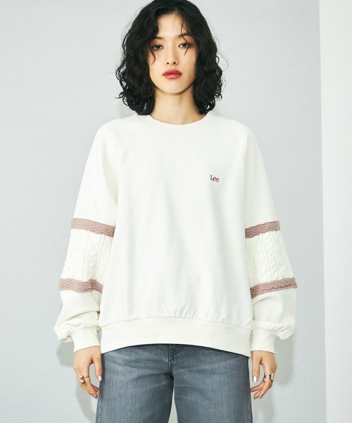 Lee(リー)の「Lee/リー ニットパネルスリーブ スウェット(スウェット・レディース・ブルー/レッド/ピンク/ライム/ピンク系その他/サックスブルー・MEDIUM)」の21枚目の写真