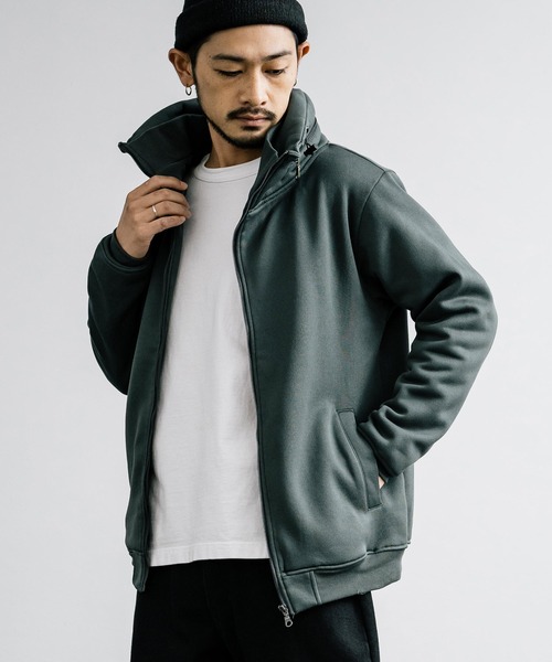 Rocky Monroe(ロッキーモンロー)の「裏起毛 ボリュームネックスウェットブルゾン(ブルゾン・メンズ・カーキ/ブラック/ベージュ/チャコール・M/LL/L)」の4枚目の写真