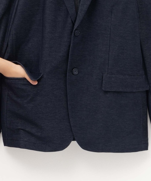 NAVY(ネイビー)の「NAVY FITジャージデニムライクジャケット(テーラードジャケット・メンズ・ブラック/ネイビー・XL/L/M/S)」の4枚目の写真