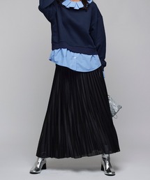 メタリックプリーツロングスカート