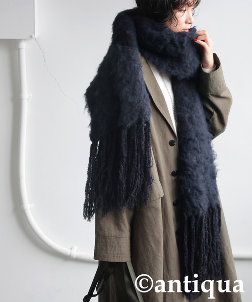 antiqua(アンティカ)の「フリンジマフラー(マフラー・レディース・グレー/ブラック系その他・ONESIZE)」の15枚目の写真