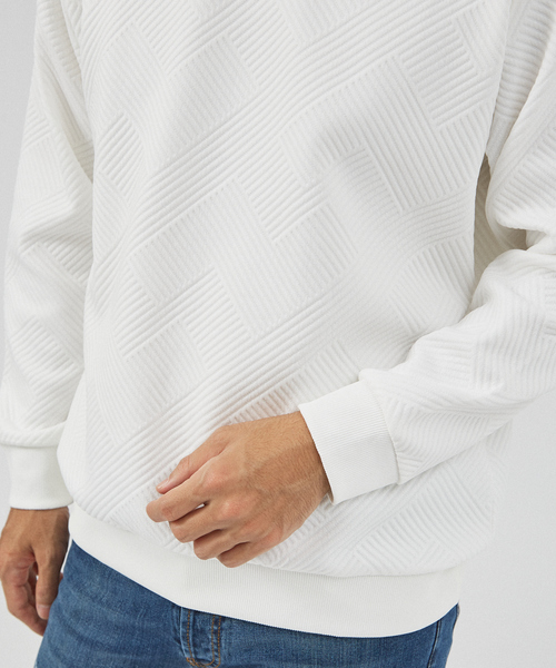 ABAHOUSE GRAY（アバハウスグレイ）の「【ジオメトリック柄 】プルオーバー / 長袖カットソー（Tシャツ/カットソー・メンズ・グレイッシュベージュ/ブラック/グレイッシュブルー/ホワイト・46/48）」の2枚目の写真