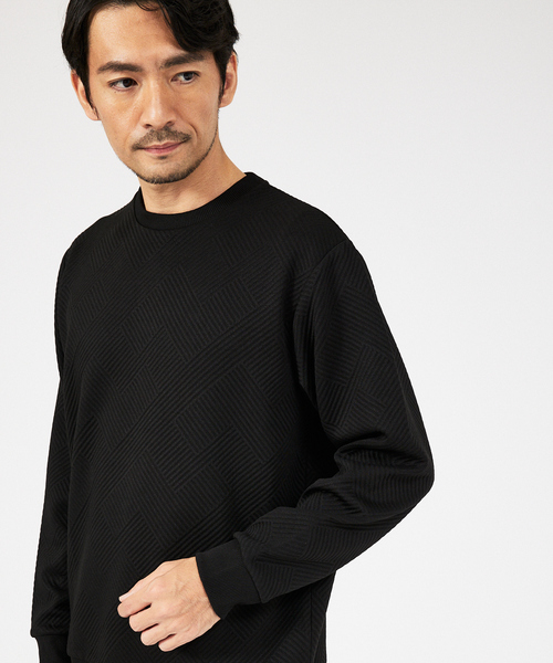 ABAHOUSE GRAY（アバハウスグレイ）の「【ジオメトリック柄 】プルオーバー / 長袖カットソー（Tシャツ/カットソー・メンズ・グレイッシュベージュ/ブラック/グレイッシュブルー/ホワイト・46/48）」の9枚目の写真