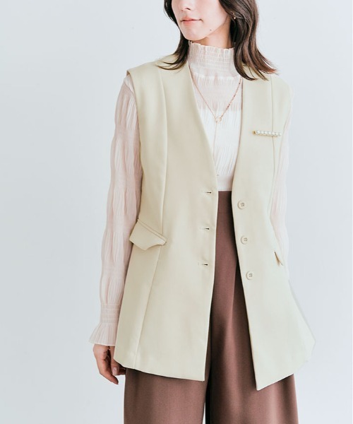 kirakiraShop（キラキラショップ）の「OUI CLASSYジレベスト（ベスト・レディース・ブラック/アイボリー/チャコール/ネイビー・M/L）」の4枚目の写真