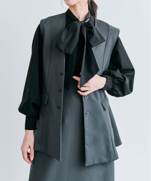 kirakiraShop（キラキラショップ）の「OUI CLASSYジレベスト（ベスト・レディース・ブラック/アイボリー/チャコール/ネイビー・M/L）」の3枚目の写真