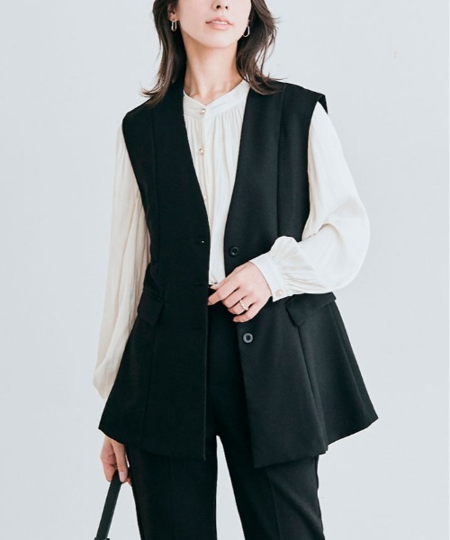 kirakiraShop（キラキラショップ）の「OUI CLASSYジレベスト（ベスト・レディース・ブラック/アイボリー/チャコール/ネイビー・M/L）」の2枚目の写真